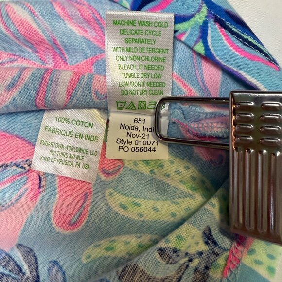 Lilly Pulitzer Mini Geanna Dress Porto Blue You’ve Been Spotted Size L 8-10, EUC - Picture 6 of 9